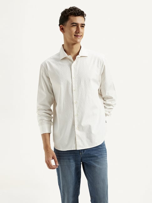 Levi's Beige Cotton Slim Fit Checks Shirt-picture-22