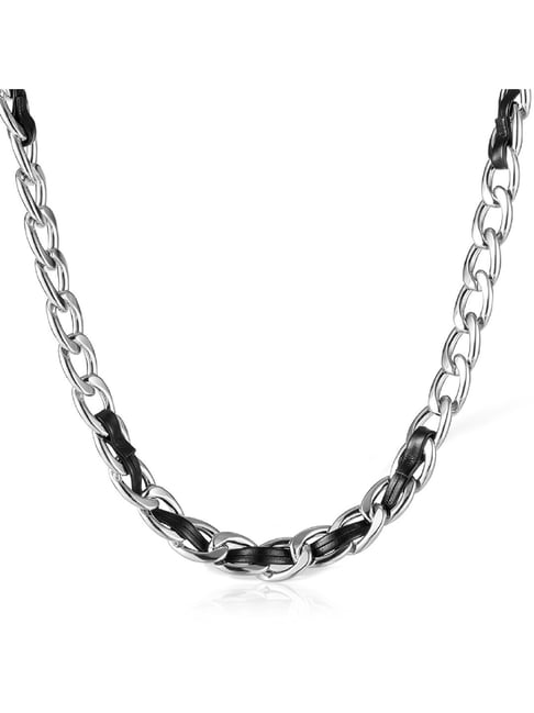 Peora Silver Plated Stainless Steel Fancy Cable Stylish Chain