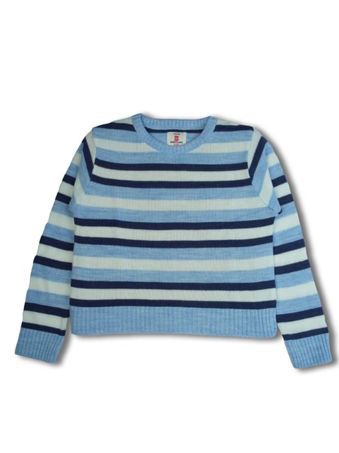 Bodycare Girls Blue Cotton Striped Sweater-picture-31