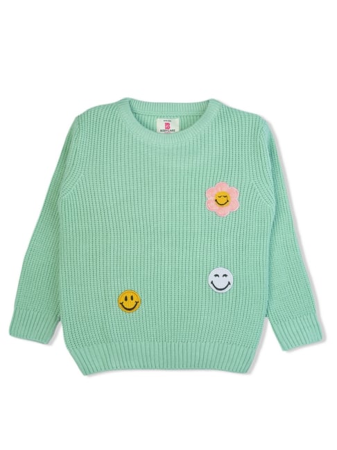 Bodycare Girls Green Cotton Self Sweater-picture-23