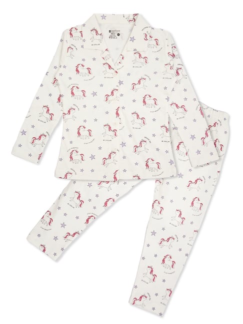 Bodycare Girls White Cotton Printed Night Suit-picture-11