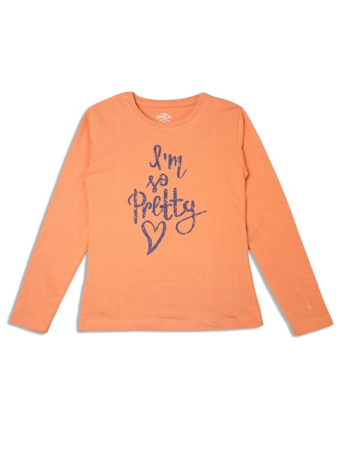 Bodycare Girls Orange Cotton Printed T-Shirt-picture-34