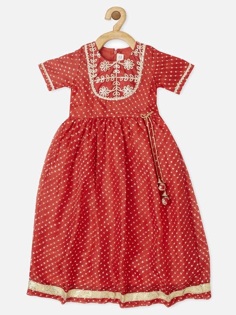 Piccolo Kids Red Printed Flared Kurti