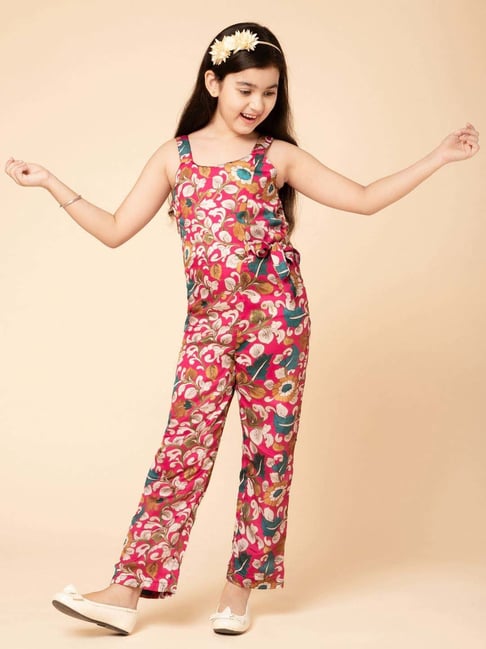 Piccolo Kids Pink Printed Regular Fit Jumpsuits