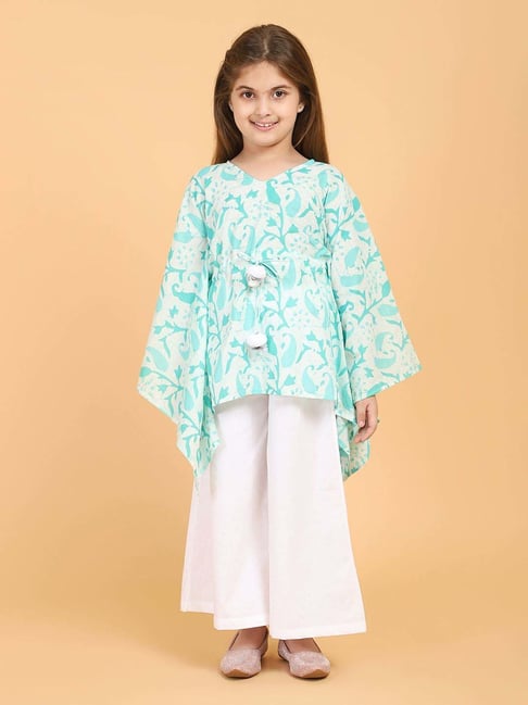 Piccolo Kids Blue Printed Straight Fit Kaftan & Palazzos-picture-41