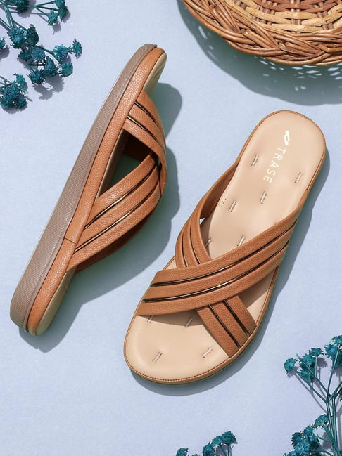 Trase Women's Tan Cross Strap Sandals-picture-18