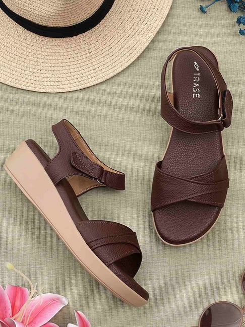 Trase Women's Brown Ankle Strap Wedges