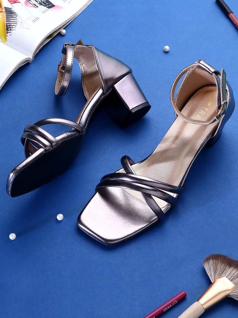 Trase Women's Grey Ankle Strap Sandals