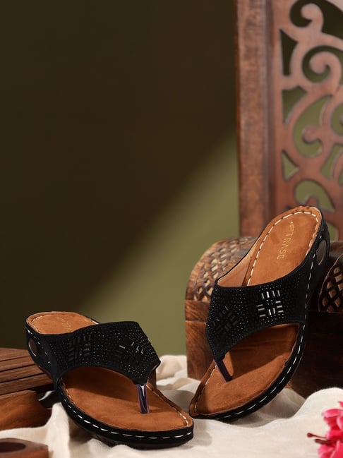 Trase Women's Black Thong Wedges-picture-31