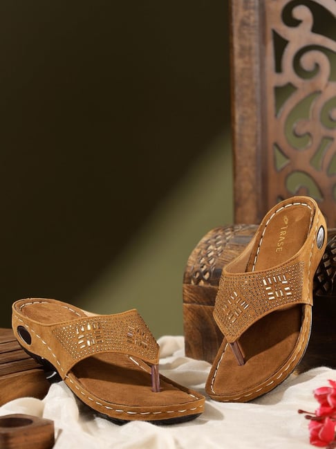 Trase Women's Tan Thong Wedges-picture-36