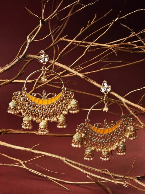Sohi Yellow Chand Bali Earrings-picture-47