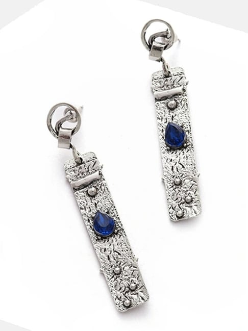 Sohi Silver Plated Designer Stone Drop Earrings-picture-32