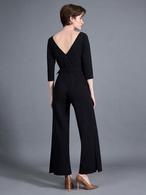 Miss Chase Black Plain Jump Suit