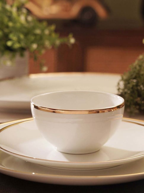 Pure Home and Living White Ceramic Gold Rim Small Bowls (300ml) - Set of 2-picture-25