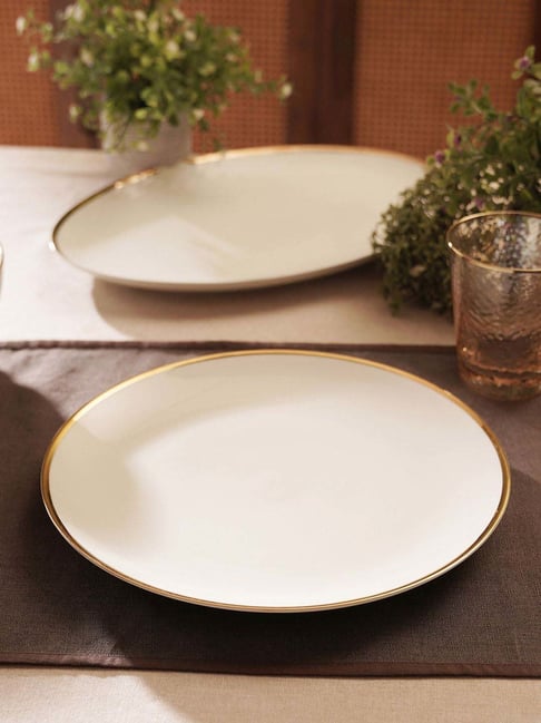 Ceramic White And Gold Trim Plates Buy Pure Home And Living White Ceramic  Gold Rim Dinner Plates