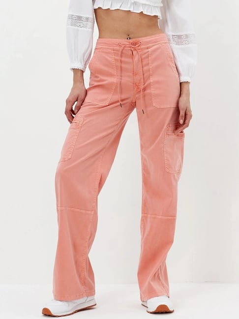 American Eagle Peach Plain Trousers-picture-26