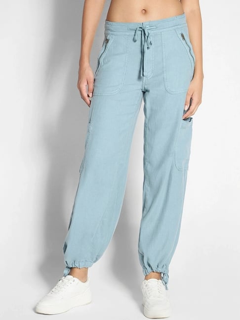 American Eagle Blue Plain Trousers-picture-23