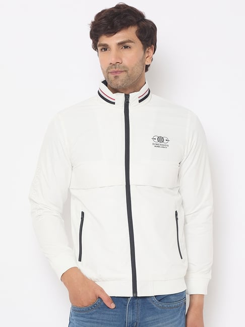 Duke White Slim fit Solid Bomber Jacket-picture-42