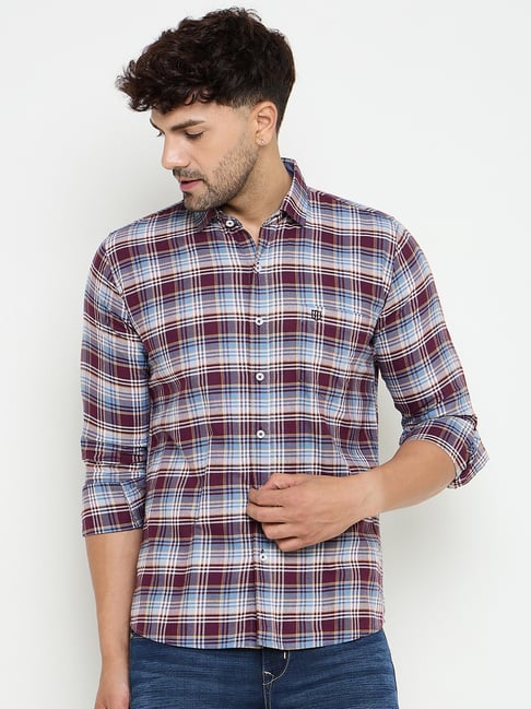 Duke Maroon Slim fit Checks Shirt-picture-38