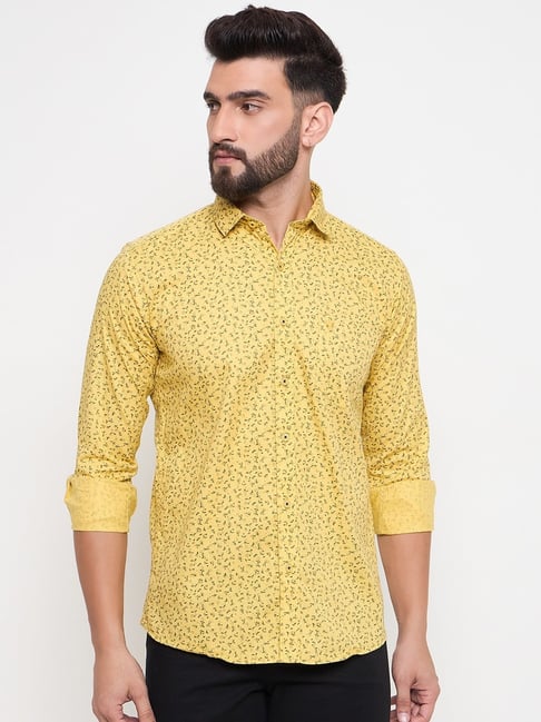 Duke Yellow Slim fit Printed Shirt-picture-48