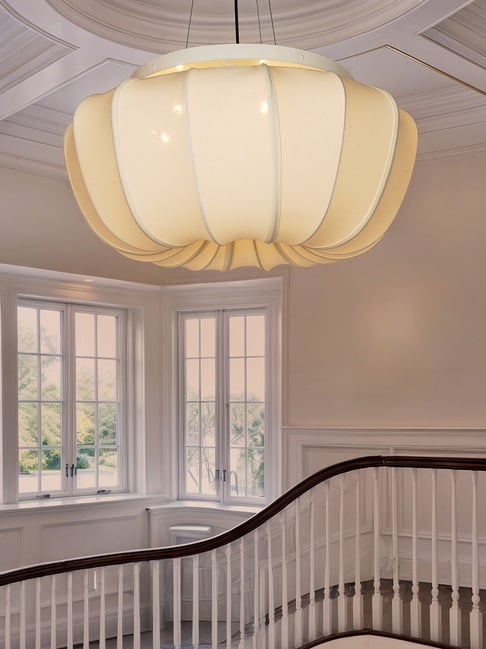 Fos Lighting White Fabric & Mild Steel Modern Inverted Umbrella Pendant Light