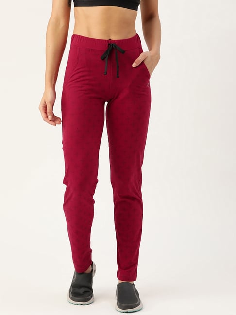 FEMEA Maroon Cotton Blend Print Trackpants-picture-38