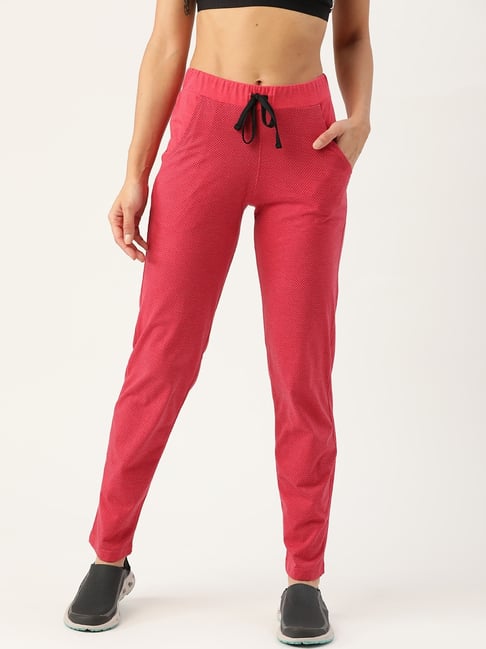 FEMEA Pink Cotton Blend Print Trackpants-picture-28