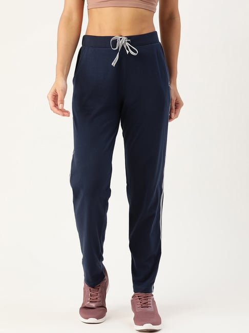 FEMEA Navy Cotton Blend Solid Trackpants-picture-31