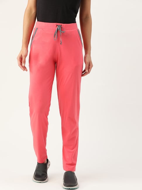 FEMEA Pink Cotton Blend Solid Trackpants-picture-13