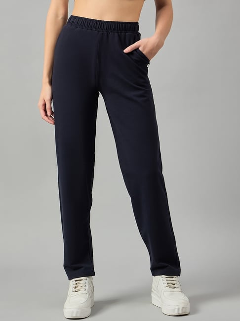 FEMEA Navy Elastane Solid Trackpants-picture-27