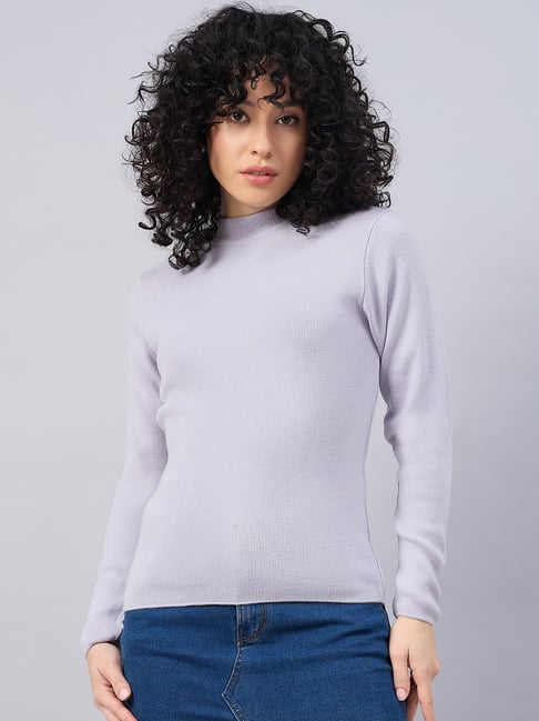 RVK Blue Blended Solid Full Sleeves Pullover