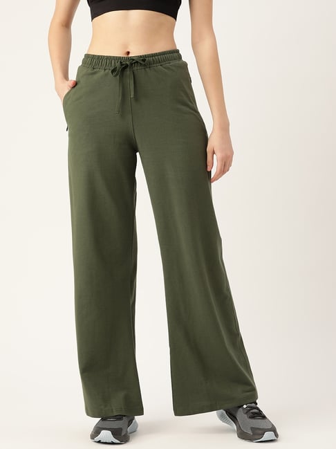 FEMEA Olive Cotton Blend Solid Trackpants-picture-40