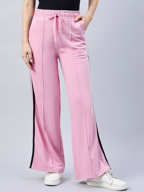 FEMEA Pink Cotton Blend Solid Trackpants-picture-23