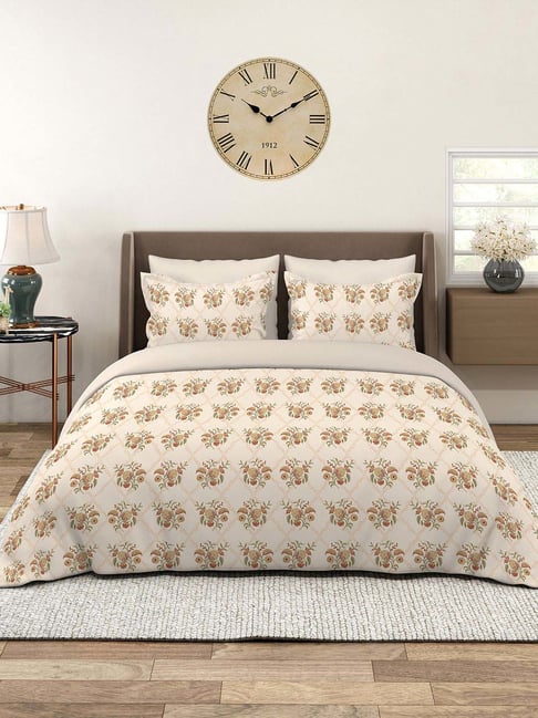Layers Home Easy 100% Cotton 144 TC Floral Print King Bedsheet with 2 Pillow Covers-picture-18