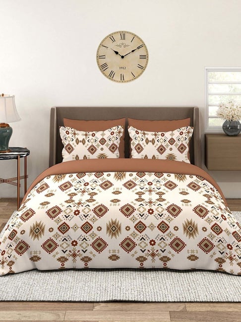 Layers Basicx Brown Cotton 120 TC Double Bedsheet with 2 Pillow Covers-picture-19