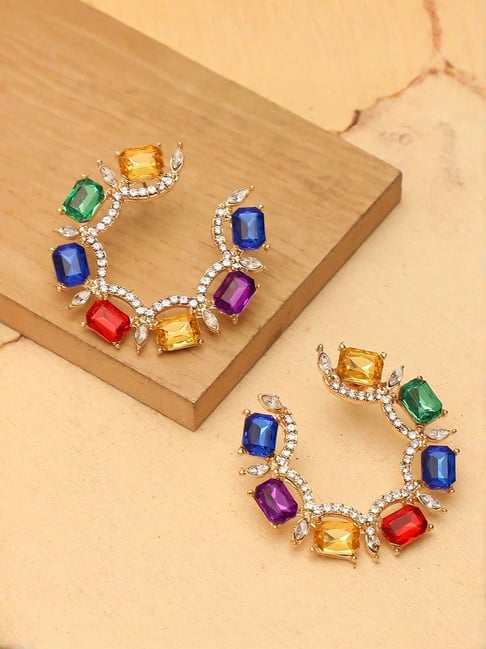 Sohi Multicolor Stones Drop Earrings-picture-40