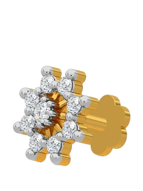 Kisna Diamond & Gold Jewellery 14k Gold & Diamond Winter Nosepin for Women