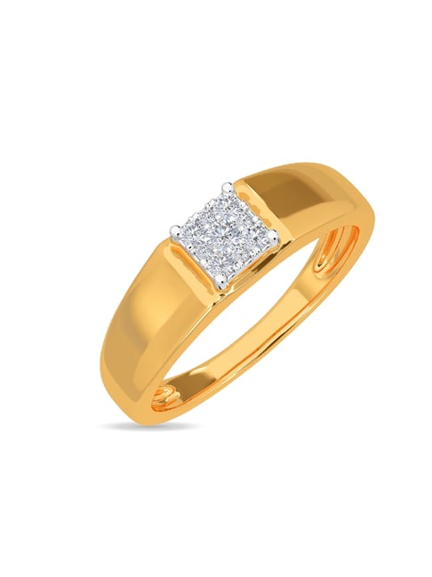 Kisna Diamond & Gold Jewellery Square Classic Band for Him 18k (750) Diamond & Gold Ring For Men