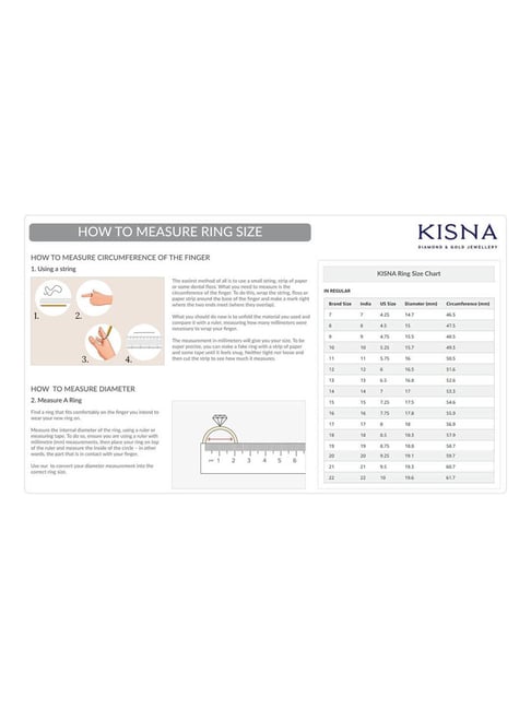 Female Ring Size Chart In Inches Buy Kisna Jewellery Paisley