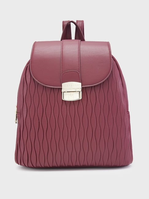Caprese Shelbee Burgundy Faux Leather Medium Backpack-picture-12
