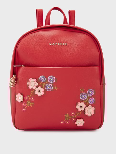 Caprese Erica Red Faux Leather Medium Backpack