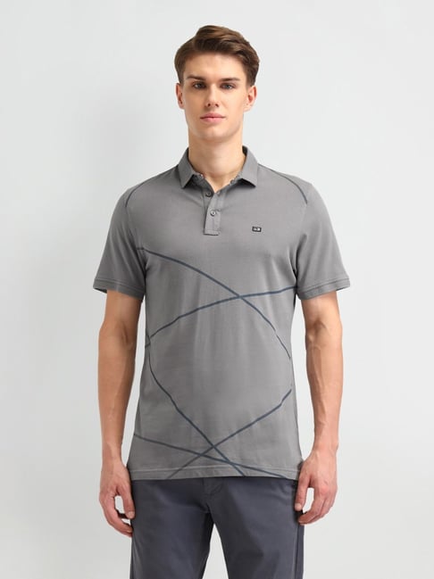Arrow Sport Grey Cotton Regular Fit Printed Polo T-Shirt-picture-25