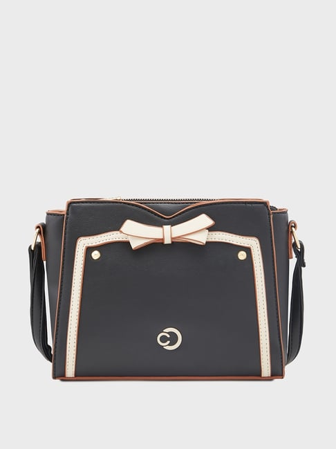 Caprese Amayra Black Solid Medium Sling Handbag