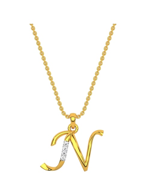 Kisna Diamond & Gold Jewellery 14k Alphabet N Pendant
