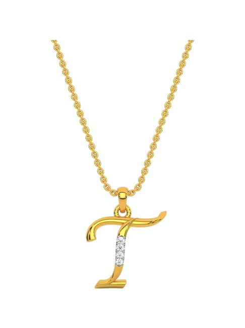 Kisna Diamond & Gold Jewellery 18k Alphabet T Pendant