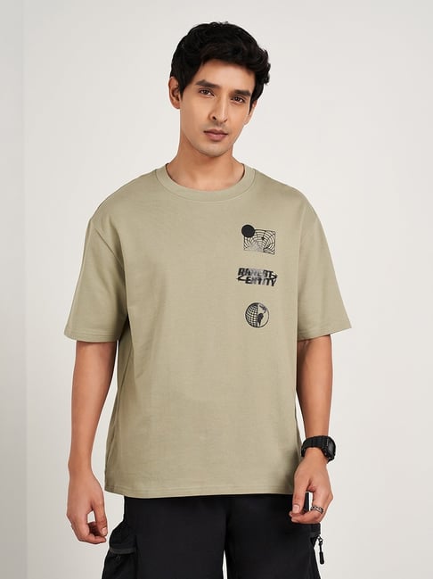 Street 808 By Pantaloons Seagrass Cotton Boxy Fit Printed T-Shirt-picture-48