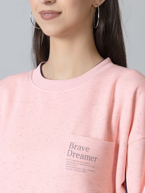 FEMEA Peach Fleece Solid Full Sleeves Sweatshirt