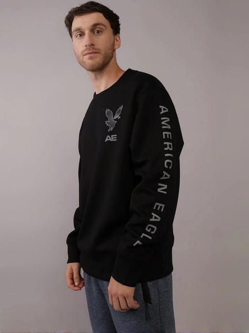 American Eagle Black Regular Fit Printed Sweatshirt-picture-20