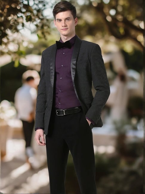 Peter England Black Slim Fit Two Piece Suit