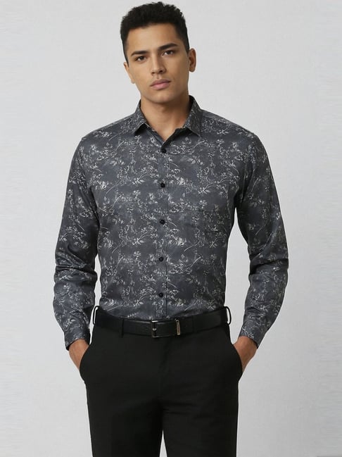 Buy Van Heusen Grey Slim Fit Printed Shirt for Mens Online Tata CLiQ